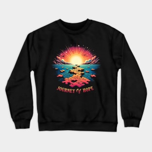 Puzzle pieces forming a path leading to a bright future with the words - Journey of Hope Crewneck Sweatshirt